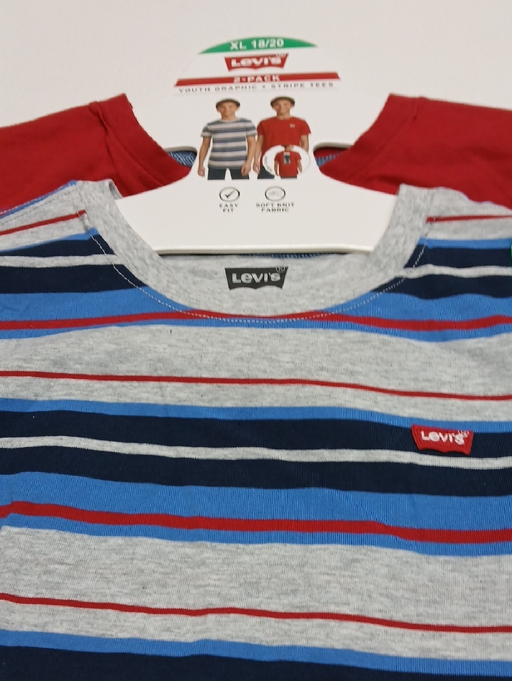Levi's Boys' Gray, Blue & Red Striped Short-Sleeve Tee